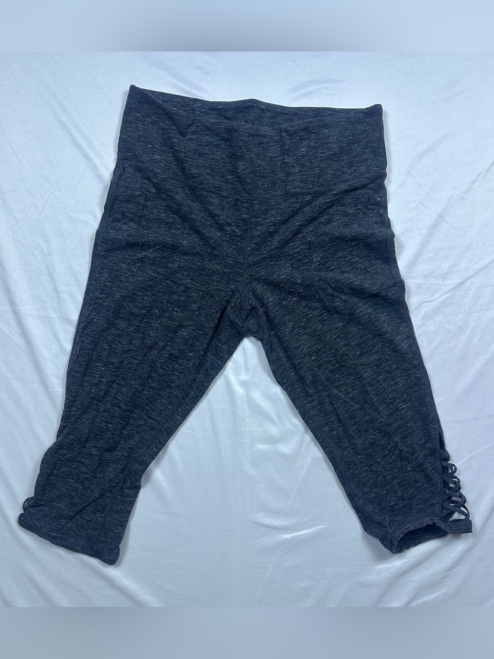 Ideaology Dark Heather Gray Capri Leggings w/ Criss-Cross Ankle Women's XL